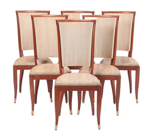 SIX FRENCH DINING CHAIRS MANNER ARBUS C 1950