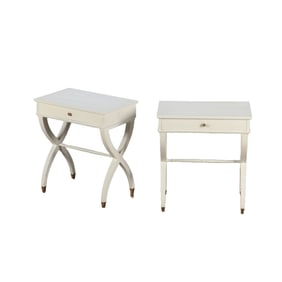 PAIR FRENCH PAINTED TABLES IN THE MANNER OF ARBUS HAVING A SINGLE DRAWER C 1940.