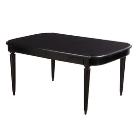 LOUIS XVI EBONIZED DINING TABLE WITH TWO SKIRTED LEAVES CIRCA 1940