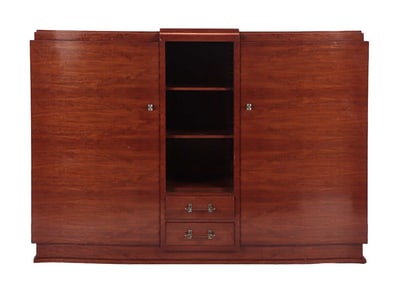 A FRENCH MAHOGANY ART DECO BOOKCASE IN THE MANNER OF LELEU