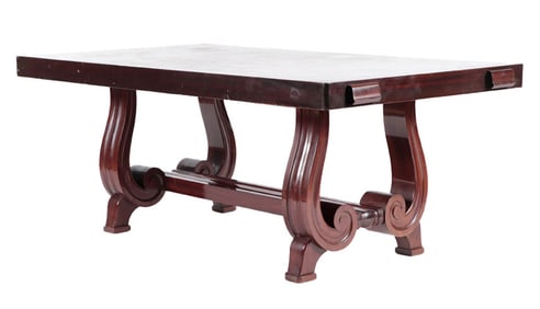 FRENCH MAHOGANY DINING TABLE BY GASTON POISSON