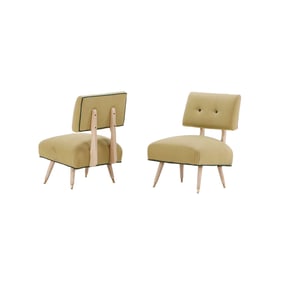 PAIR PAINTED AND UPHOLSTERED BOUDOIR CHAIRS C 1950.