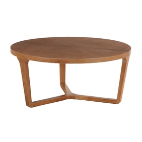ROUND PARCHMENT COVERED COFFEE TABLE.