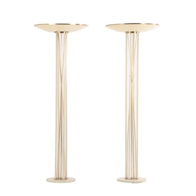 PAIR OF FRENCH BRASS AND PAINTED IRON  FLOOR LAMPS C 1980.