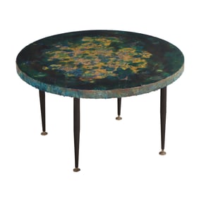 FRENCH BLUE RESIN OCCASIONAL TABLE C 1965.
