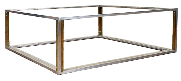 MID CENTURY MODERN CHROME & BRASS COFFEE TABLE CIRCA 1960