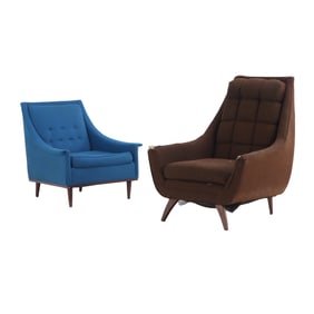 TWO AMERICAN UPHOLSTERED LOUNGE CHAIRS C 1960.