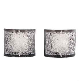 PAIR DRIP GLASS CURVED WALL SCONCES BY LIGHT4.