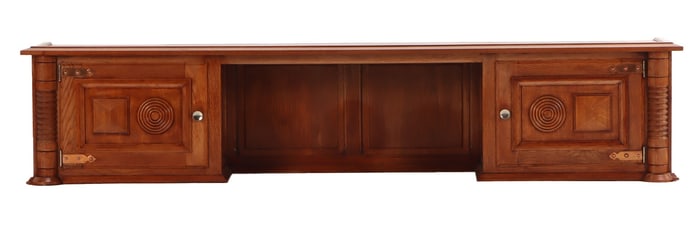 PAIR OF FRENCH OAK WALL HUNG CABINETS IN THE MANNER OF CHARLES DUDOUYT C 1940. WOULD MAKE GREAT
