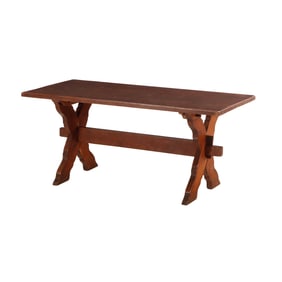 X FORM OAK TRESTLE TABLE C 1940.