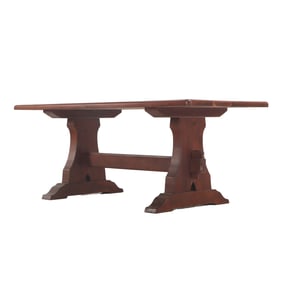 PLANK TOP TRESTLE TABLE FROM SOUTH AMERICA HAVING MORTIS AND TENON DESIGN C 1940.