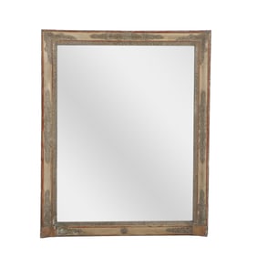 NINETEENTH CENTURY TWO TONE FRENCH EMPIRE PAINTED MIRROR WITH APPLIED DECORATION.