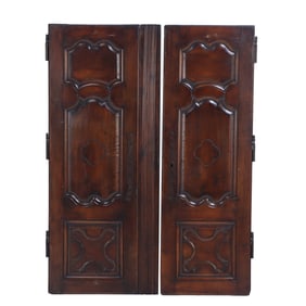 PAIR NINETEENTH CENTURY FRENCH MAHOGANY CABINET DOORS WITH PANELED DESIGN.