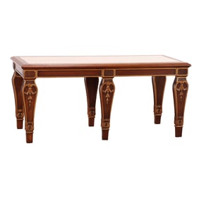 CARVED AND GILT OAK REGENCY STYLE SERVER WITH AN INSET TRAVERTINE TOP C 1910.