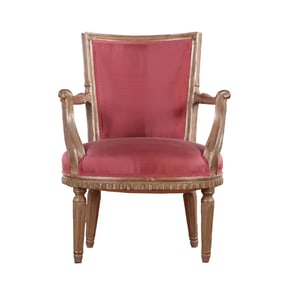 ITALIAN PAINTED AND SIVER GILT OPEN ARM CHAIR C 1920.