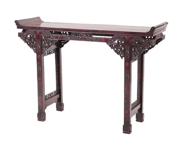 A CARVED CHINESE CONSOLE TABLE CIRCA 1920.