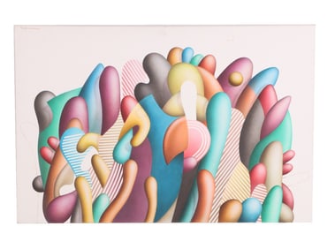 YANKEL GINZBURG (AMERICAN B. 1945) "ST THOMAS CARNIVAL" ACRYLIC ON CANVAS, SIGNED UPPER LEFT C.