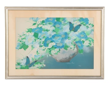 TATSUO ITO (JAPANESE 20TH CENTURY) "LES MARGUERITES" SIGNED LITHOGRAPH OF FLOWERS C 1979