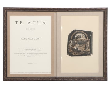 PAUL GAUGUIN (FRENCH 1848-1903) "TE ATUA" WOODCUT COMMEMORATIVE EDITION 46/100 C. 1995