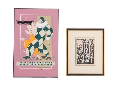 PAIR OF PRINTS INCLUDING A GEORGE ROUAULT (1871 - 1958) "CHRIST AMONG THE POOR" ETCHING C. 1935 AND
