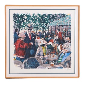 ALDO LUONGO (ARGENTINE B. 1941) "CAFE TORTONI" LARGE SERIGRAPH, SIGNED AND NUMBERED 25/275 C.
