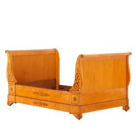 CHARLES X INLAID BIRDSEYE MAPLE DAY BED C 1850.