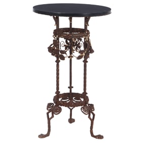 IRON AND MARBLE TOP GARDEN PEDESTAL C 1910.