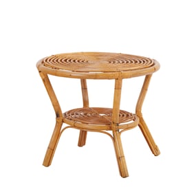 A ROUND FRENCH RATTAN CAFE TABLE C 1960.
