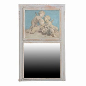 A French Directoire style Painted Trumeau Mirror C 1900.
