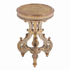 A great Italian gilt carved and painted sculpture stand or end table C 1880.