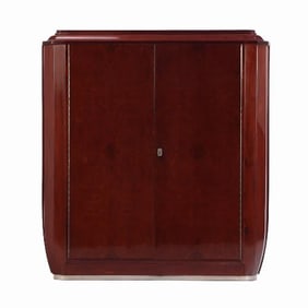 A French Art Deco amboyna wood and mahogany cabinet / wardrobe C 1930 .