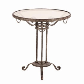 An elegant French Art Deco iron glass top table C 1930.