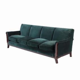 A large French Art Deco upholstered sofa circa 1945.