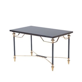 A bronze and stone coffee table in the manner of Leleu C 1945.