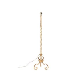 A French gilt iron floor lamp in the manner of Raymond Subes C 1940.