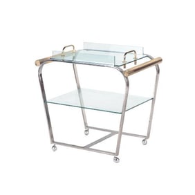 A chrome and glass bar cart C 1980.
