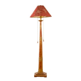 A red painted floor lamp in the manner of Associated Artists C 1950.