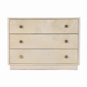 French Art Deco parchment covered dresser in the manner of Samuel Marx C 1930 .