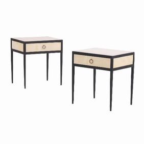 A pair of end tables or nightstands in the manner of Jean-Michel Frank .