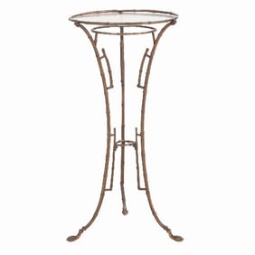 A French brass faux bamboo plant stand / side table C 1940.
