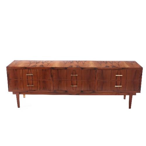 A modern walnut six drawer dresser / credenza C 1960 . (1 of 6)