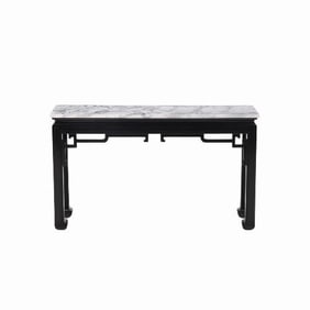 An Asian style marble top ebonized console table C 1950