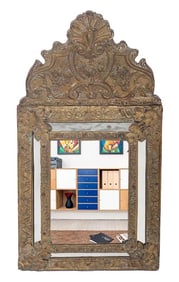 A small Dutch style brass repousse mirror C 1890.