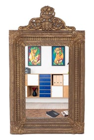 A Dutch style brass repouse mirror C1880 .