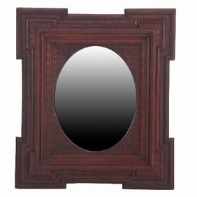 A French mahogany Dutch Ripple style mirror C 1890 .