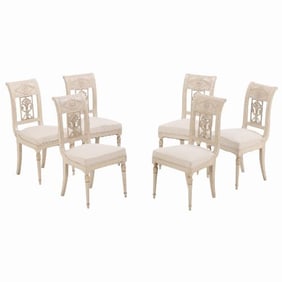 A set of 6 French Directoire style painted dining room chairs 19th C.