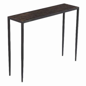 A mica & wrought iron console table in the manner of Jean-Michel Frank .