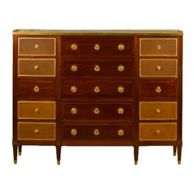 A large French Directoire style mahogany office cabinet signed Mercier Paris C 1910.