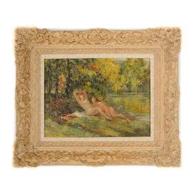 Jean Chaleye (French  b 1878 - d 1960) "River Nymphs" painting .