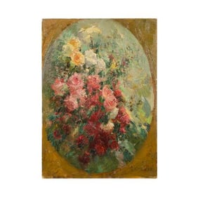 Jean Chaleye  (French b 1878 - d 1960) "Framed Flowers" painting     .